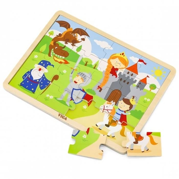VIGA Drewniane Puzzle Bajkowy Zamek 16 elementów