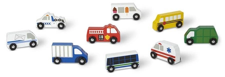 Drewniane autka pojazdy miejskie 9szt. Melissa and Doug 13170-MD