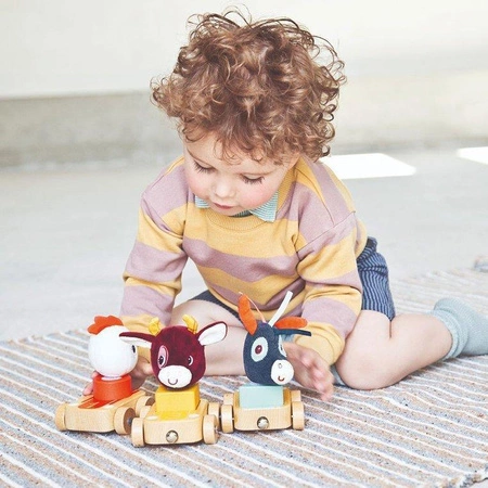 LILLIPUTIENS Zestaw 3 drewnianych pojazdów Farma 12+