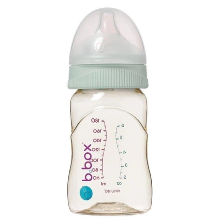 Butelka ze smoczkiem do karmienia niemowląt wykonana z PPSU, 180 ml, szałwia, b.box
