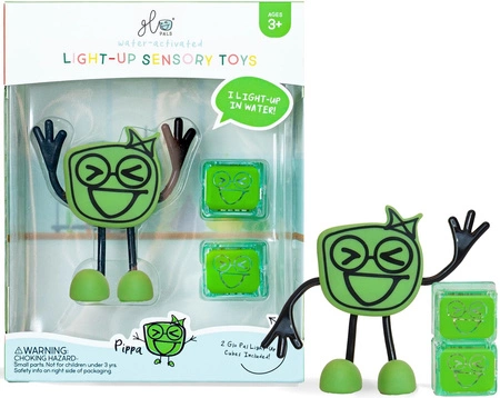 Glo Pals, Postać do kąpieli Pippa - zestaw z dwiema kostkami sensorycznymi świecącymi w wodzie