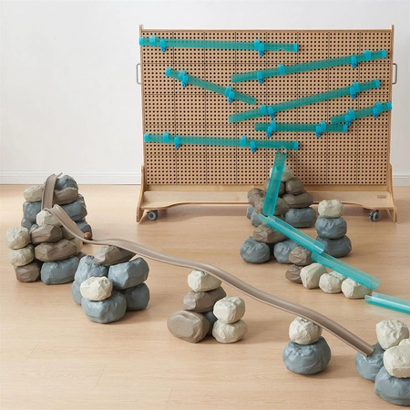 MASTERKIDZ Elastyczny Tor Kulkowy + Gumowe Kamienie Konstrukcyjne 42 el.