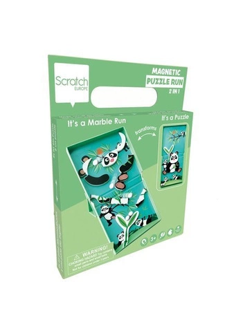 Scratch, magnetyczne puzzle Panda i tor kulek gra 2w1