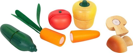 Zestaw drewnianych warzyw do krojenia z deską i nożykiem w skrzynce Small Foot 12329