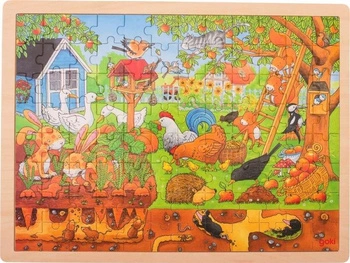 Puzzle drewniane W ogrodzie, 57743-Goki, układanki dla dzieci