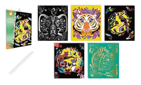 Zestaw kreatywny Do zdrapywania Zwierzęta świata 5+, Janod