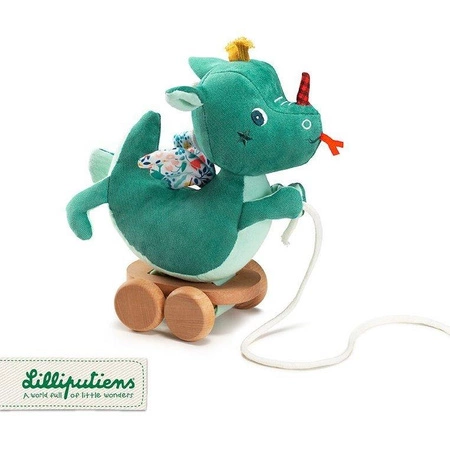 LILLIPUTIENS Przytulanka do ciągnięcia na kółkach Smok Joe 12 m+