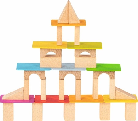 Klocki drewniane dla najmłodszych Tęczowe płytki 58736-Goki, zabawki kreatywne