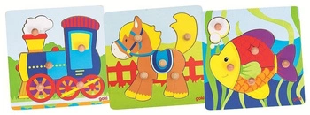 Ciuchcia, konik, rybka..., układanka z uchwytami, goki