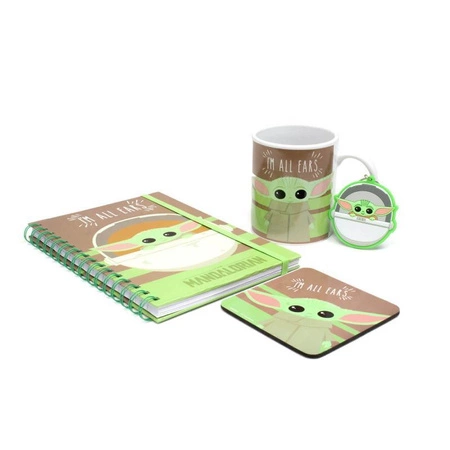 Zestaw prezentowy Gwiezdne Wojny Mandalorian: kubek, brelok, podkładka, notes A5