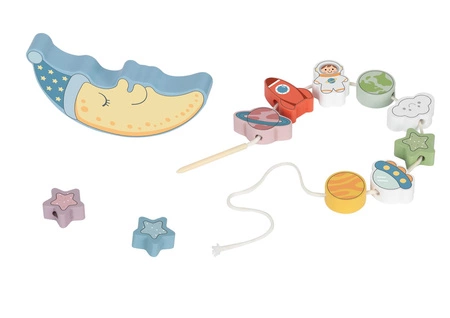 TOOKY TOY Śpiący Księżyc Balansująca Układanka Drewniana Nawlekanka Montessori