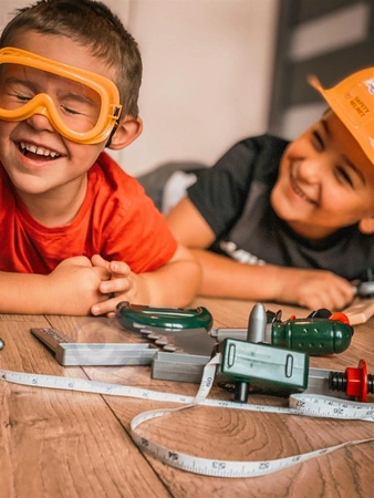 WOOPIE Zestaw Narzędzi Majsterkowicza dla Dzieci Kask Piła Śrubki 21 el.