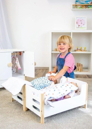 Drewniane łóżko piętrowe dla lalek 2w1 Little Button 11811-Small Foot, zabawki dla dziewczynek
