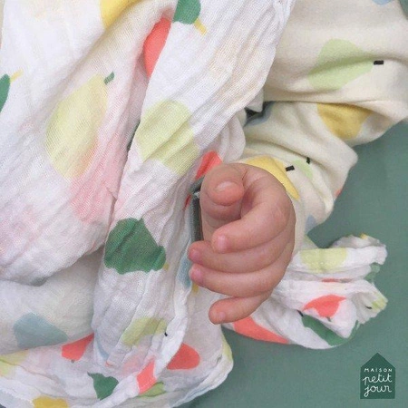 Muślinowy mały otulacz dla niemowlaka, seria Gruszki | Maison Petit Jour®