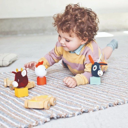 LILLIPUTIENS Zestaw 3 drewnianych pojazdów Farma 12+