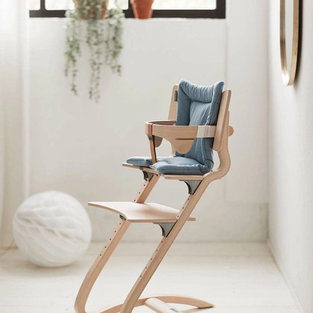 LEANDER - krzesełko do karmienia CLASSIC™, szare + barierka, tacka, poduszka Dusty Blue - ZESTAW