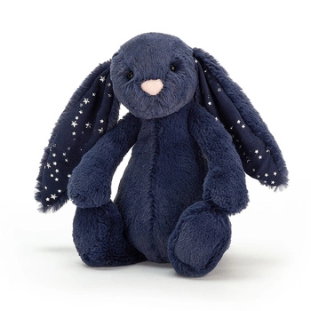 JellyCat Bashful Królik granatowy gwiazdki 18 cm