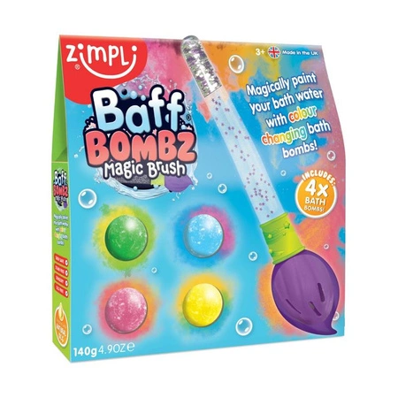 Kule do kąpieli zestaw 4 szt. z pędzlem Baff Bombz Magic Brush 3+, Zimpli Kids
