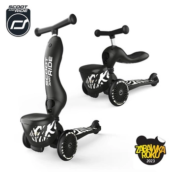 SCOOTANDRIDE Highwaykick 1 Lifestyle 2w1 Jeździk i hulajnoga z zamykanym schowkiem 1-5 lat Zebra