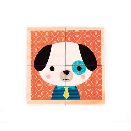 Klocki drewniane Puzzle 6w1 Las, Janod