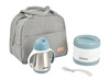 Beaba Zestaw podróżny w torbie izotermicznej: termos obiadowy ze stali nierdzewnej 500 ml, bidon termiczny ze słomką 250 ml i silikonowa łyżeczka 8m+ Windy Blue