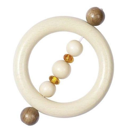 Obręcz z bursztynami - drewniana grzechotka dla dzieci, 735080-Heimess, zabawki dla niemowlaków