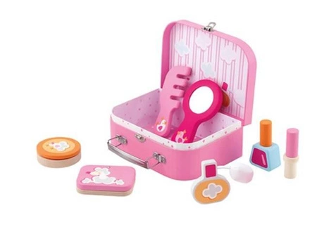 Kuferek z akcesoriami dla dziewczynki Mała dama i jej pudel 83073-Sevi, zabawki drewniane