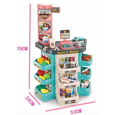 WOOPIE Sklep Supermarket i Wózek Koszyk Sklepowy Kasa Waga Skaner 47 akc