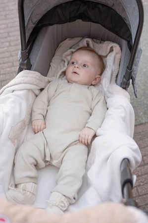 Lodger Polarowy wielofunkcyjny otulacz kocyk do fotelika samochodowego jasnobeżowy Fleece Birch