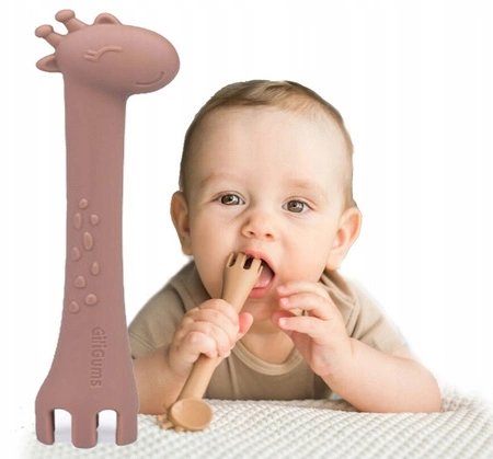 GILIGUMS DUMEL GRYZAK SILIKONOWY ŁYŻECZKA ŻYRAFA Brązowa