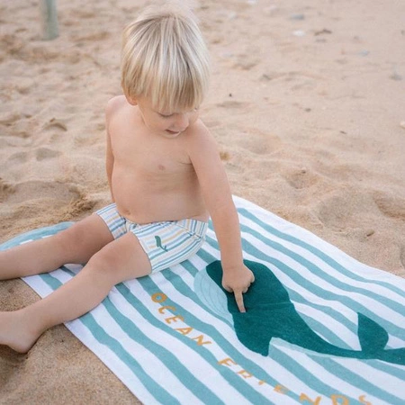 Little Dutch Ręcznik plażowy Seashells and Stripes Surf Blue