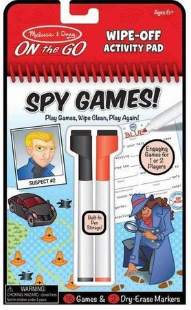 Gry Szpiegowskie - obrazkowe gry z mazakami suchościeralnymi 40170-Melissa & Doug, książeczki wielokrotnego użytku