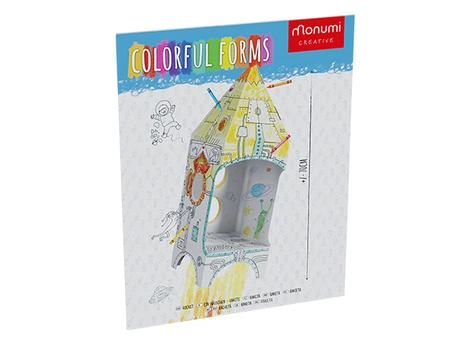Kolorowanka 3D do składania L Domek Rakieta 4l+ MONUMI