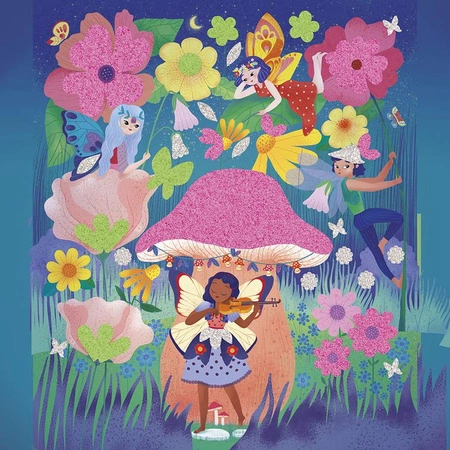 Janod Zestaw kreatywny Naklejki piankowe i fosforescencyjne piaski Wróżki Magic Fairies 6+
