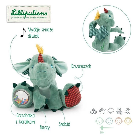 LILLIPUTIENS Przytulanka dźwiękowa latający Smok Joe 9 m+