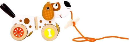 Piesek Groszek - zabawka drewniana do ciągnięcia, 10043-Small Foot, zabawki na sznurku