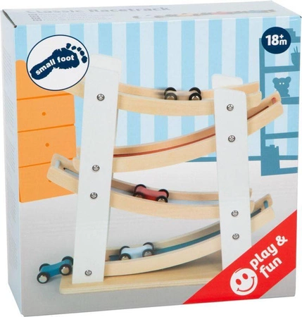 Drewniany tor dla samochodów zjeżdżalnia white 11873-Small foot, zabawy z autkami