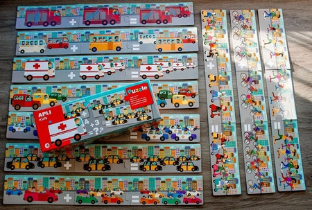 Puzzle do nauki dodawania Apli Kids - Autka 5+