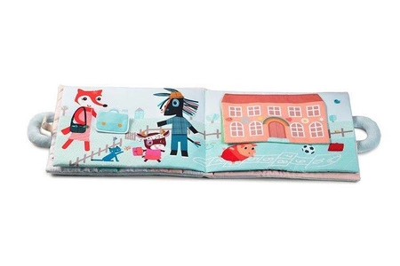 LILLIPUTIENS Miękka książeczka aktywizująca z mini - przytulanką „Dzień dobry, mały lisku” 18 m+