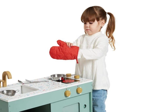 Drewniana kuchnia Loft z dźwiękiem i 8 akcesoriami 3+, Janod