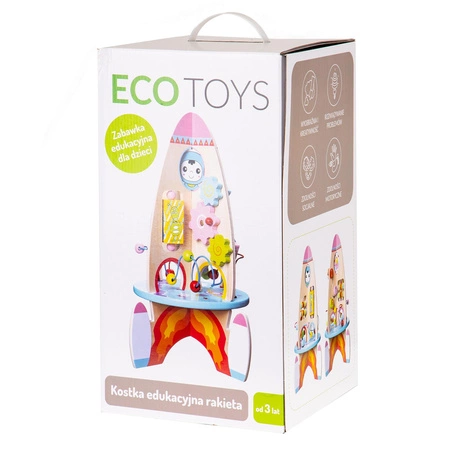 Drewniana rakieta kostka edukacyjna 8w1 ECOTOYS