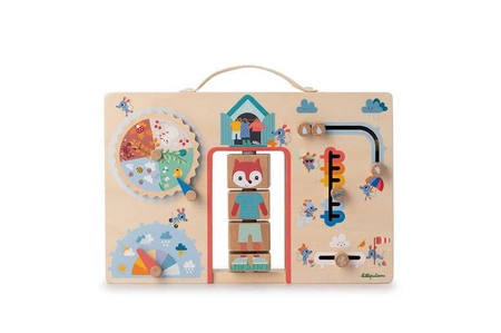Lilliputiens Drewniana tablica manipulacyjna walizka "Ubranie na każdą pogodę" Lisiczka Alice 2 lata +
