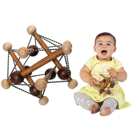 Brązowa elastyczna bryła Skwish z koralikami 214250-Manhattan Toy, zabawki rozwojowe