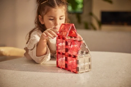 Cleverclixx - Klocki magnetyczne Glitter Tiles Pack Transparent / Pink - 16 el.