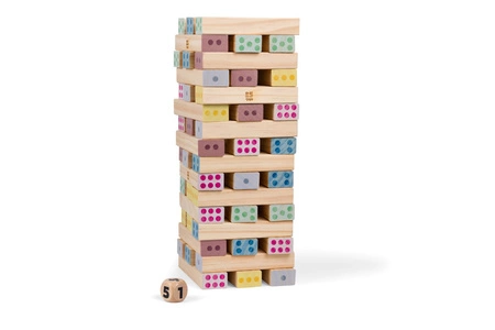 BS Toys, drewniana gra wieża numerów z kostką
