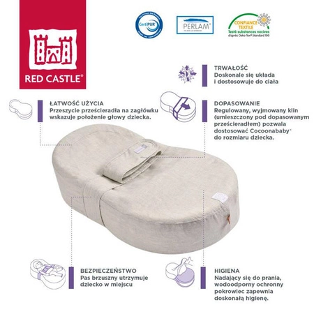 Ergonomiczny materac dla niemowląt Cocoonababy Linen, Red Castle