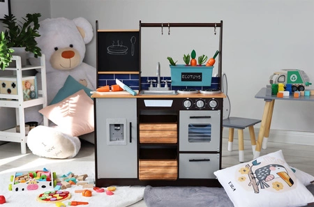 Duża drewniana kuchnia dla dzieci akcesoria ECOTOYS