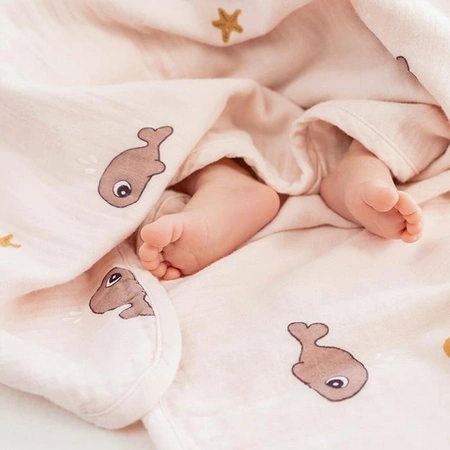 Done By Deer Kocyk Muślinowy Sea Friends Beige GOTS