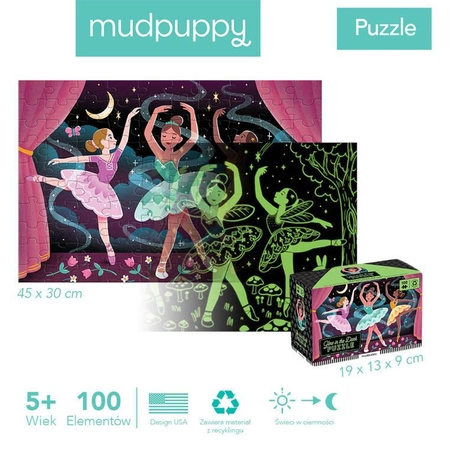 Mudpuppy Puzzle świecące w ciemności Balet w blasku księżyca 100 elementów 5+