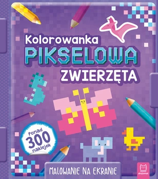 Kolorowanka pikselowa z naklejkami zwierzęta